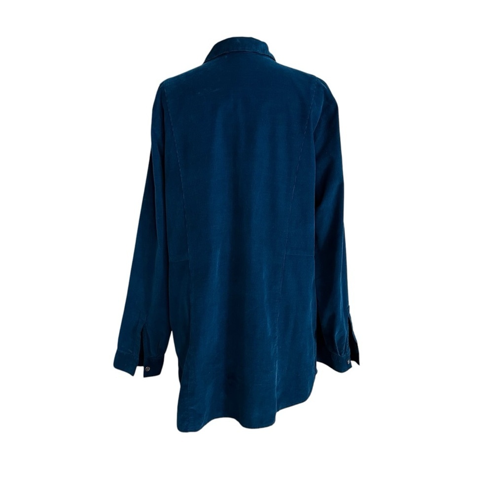 J.‎ JILL Corduroy Button-Up Shirt Teal Blue Tunic Normcore Shacket Layer Size LT - Picture 7 of 15